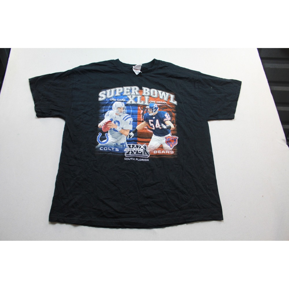 NFL T-Shirt Mens Extra Large Black Super Bowl XLI Colts vs Bears Graphic Tee